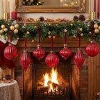 Civaner 9 Pcs Vintage Neutral Christmas Ball Ornaments, Burgundy - Image 5