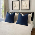 MIULEE Pack of 2 Navy Blue Euro Shams Chenille Pillow Covers 26x26 Inch - Image 5