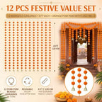Suncalla 12 Pcs 4 Ft Marigold Garland Gold Bell,Orange - Image 2