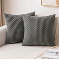 MIULEE Euro Sham Decorative Throw Pillow Covers 24x24 Dark Grey Corduroy by MIULEE