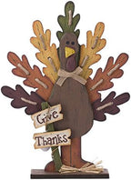Glitzhome 18" H Thanksgiving Turkey Figurine Tabletop Decor, Wooden Turkey Table Decoration with Give Thanks Sign for Thanksigiving Fall Home Decoration by Glitzhome