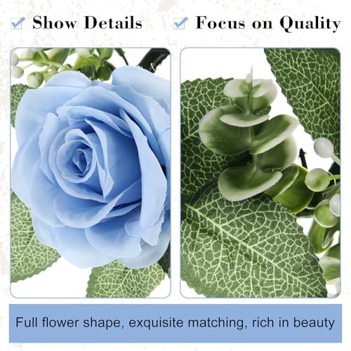 Yunlly 20 Pcs Rose Candle Rings with Candles Sets, Blue - Image 5
