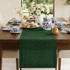 Classic Linen™ by D'Moksha, Forest Green Chambray Table Runner 60 Inches, 100% Pure Linen, Coffee Table Runner, 14 x 60 Inch for Dresser Tables- Fall, Weddings, Outdoor Hosting - Image 3