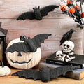Beeveer 3 Pcs Woven Rattan Bat Wall Hanging Halloween Decor, 3D Scary Handcrafted Black Rope Bats, Rustic Natural Farmhouse Halloween Creepy Decorations for Home Fireplace Door, 9.06/7.48/5.91 Inch by Beeveer