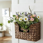 Set of 2 Magazine Holder Wall Basket Water Hyacinth Woven Mail Organizer, Wicker Wall Hanging Baskets for Magazines, Letters & Storage Decorative Mail Holder, Magazine Rack, Hanging Basket, Coffee - Image 5