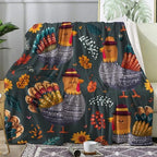 Thanksgiving Blanket, Fall Turkey Fleece Throw Blanket Queen Size for Couch Bed Sofa, Autumn Leaves Blankets and Throws, Decor & Gifts, Super Soft Plush Flannel Blanket, 90x90 by Unknown