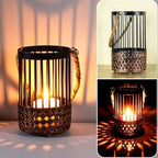 2PCS Candlestick Candle Barrels Moroccan Style Retro Lanterns Projection Lights Hollowed-Out Decorations Home Ramadan Hanging Outdoor Indoor Courtyard Porch Festival Weddings - Image 3