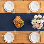 Linen Navy Blue Table Runner 14 x 108 Inch Farmhouse Home Decor - Image 3