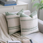 Cethom Boho Throw Pillow Covers 20x20 Inch Set of 2, Sage Green Textured Decorative Couch Pillow Cases for Farmhouse Home Decor, Accent Cushion Cover for Sofa, Bed, Living Room, Bedroom - Image 2