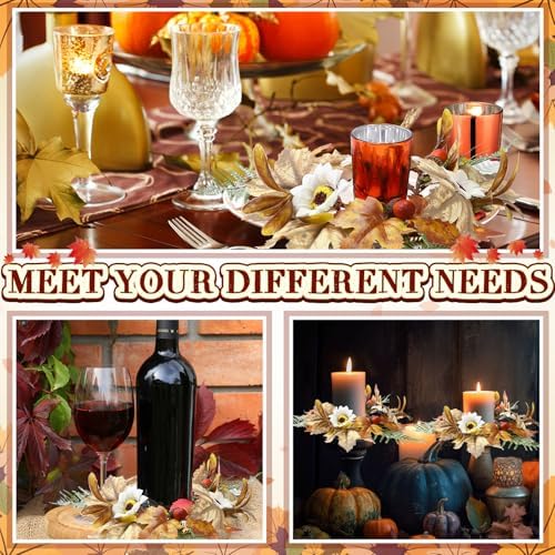 Umigy 6 Set Fall Candle Holders Glass Votive, Maple Leaf, Gold - Image 6
