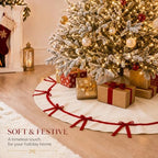 Syhood Christmas Tree Skirt Velvet 60'' with Red Bow Christmas Decoration - Image 5
