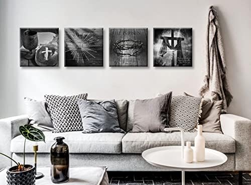 Christian Canvas Wall Art Decor Easter Bible Verse Set of 4 for Church - Image 2