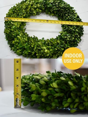 Preserved Boxwood Wreath 22 Inch Extra Large – Real Greenery Spring Summer & Year-Round Indoor Décor, Farmhouse Wall Door & Mantel, Fade-Resistant - Image 7