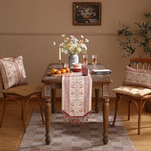 ISAENNE Designer Vintage Linen Extra Long Table Runner,118"x12"-Chamonix A - Image 3