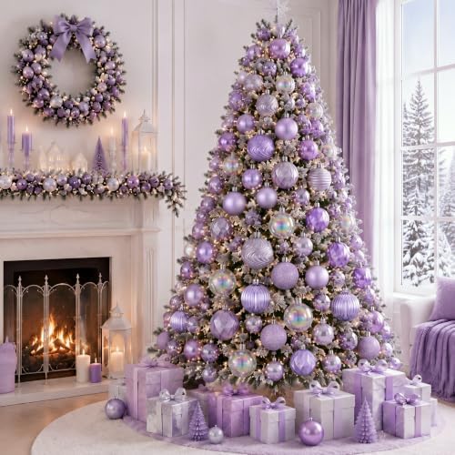 Lunmon 64 Pcs Lilac Purple Christmas Ball Ornaments Lavender Xmas Bulbs - Image 6