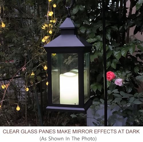 14" Decorative Candle Lantern Black Outdoor Lanterns with Timer Candles - Cool White Waterproof Vintage Lanterns Battery Powered LED Decorative for Wedding - Hanging Wall Lanterns Indoor - Image 4