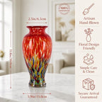 Red Green Hand Blown Glass Vase 11.8" Tall Beautiful Designer Flower Vase - Image 2