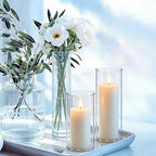 24 Pcs White Pillar Candles and Glass Candle Holders Cylinder Candle Vases for Pillar Candles Hurricane Candle Holders Set for Wedding Party, Event, Home Office Decor - Image 6