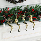 Christmas Stocking Holder - Set of 4 Stocking Hangers Snowman Santa Snowflakes Christmas Tree Deer Stocking Hooks for Fireplace, Shelf, Staircases - Image 5