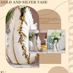 White and Gold Ceramic Vase for Home Decor Modern Decorative Vase 10.7in - Image 2