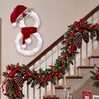 20" Christmas Snowman Farmhouse Wreath Xmas Door Decor - Image 6