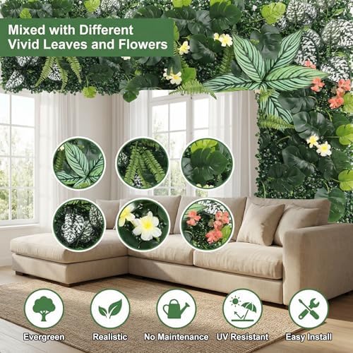 8 Pack 20"x20"Grass Wall Panels-Artificial Boxwood Panels for Greenery Wall Backdrop,UV-Protected Greenery Wall Backdrop Faux Greenery for Indoor Outdoor Decor,Garden Fence,Wedding,Privacy Screen - Image 3