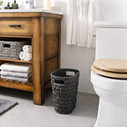 GRANNY SAYS Wicker Trash Can, Wicker Waste Basket for Bathroom, Black - Image 2