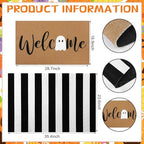 Tinideya 2 Pcs Halloween Ghost Layered Doormat Set for Porch Decor - Image 3