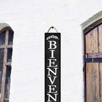 48x8 Inch Rustic Farmhouse Style Vertical Welcome Sign for Front Porch - Wood Plank Set, Classic "Bienvenue" Print, Fits Indoor & Outdoor Spaces - Image 5
