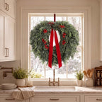 Suncalla 32''Christmas Wreath for Front Door Artificial Cedar Winter Wreath | Wreath with Berry and Ribbon, Lifelike Faux Pine Needle, Fake Greenery Wreath, for Porch Holiday Outdoor Xmas Decor - Image 6