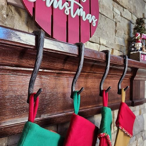 Lulu Decor,100% Cast Iron 8" Stocking Holder for mantle Holds Up to 9 lbs Low Profile Design with Rubber Grip Ideal for Christmas Stockings Garland Holder Simple Natural Branch antler shape (Set of 2) - Image 5