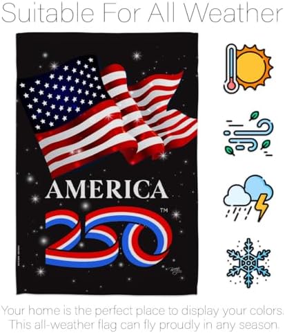 America 250 Flag American July 4th Garden Poster 2 Pcs Pack Porch Lawn Official Licensed Merchandise Garve Yard Decor Canvas Print Textile Woven Tapestry USA 250th Anniversary Decoration Gift - Image 6