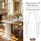 20 Pcs White Lace Table Runner, 14x120 Inch Embroidered Floral Table Runner - Image 2