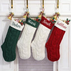 Personalized Christmas Stockings,Custom Embroidered Name & Monogram Knit Stockings for Kids,Family,Red/Green Cable Knit 18" Christmas Stocking for Fireplace Holiday Decor Gifts(6 Pack) by Infiher