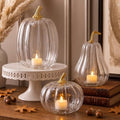 Yungyan Set of 3 Glass Pumpkin Fall Decor Table Centerpiece, Clear by Yungyan