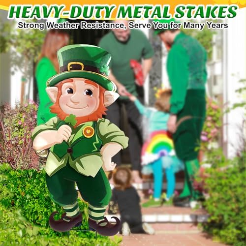 St. Patrick's Day Yard Signs Leprechaun Garden Stakes, 41.3" H Metal St. Patrick's Day Decorations Outdoor, Decorative Irish St. Patrick's Day Garden Sign for Home Party Yard Lawn Patio Porch Decor - Image 6