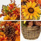 9.8" Artificial Sunflower Fall Arrangement with Woven Basket Centerpiece - Image 7