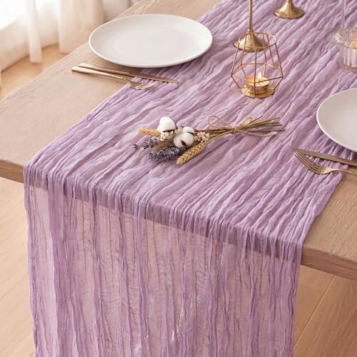 8 Pack Lilac Purple Cheesecloth Table Runner 120 Inch Boho Wedding Decor by Fixwal