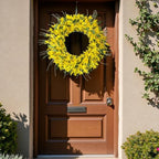 LOKEISNA Yellow forsythia Door Wreath, 24 Inch Summer Wreaths for Front Door Outside, Hand Made Artificial Forsythia Flower Wreath for Front Door Window Wall Farmhouse Home Gift - Image 7