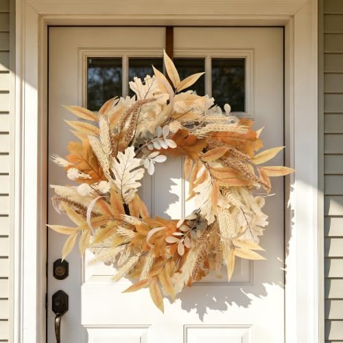 Fall Wreath for Front Door, 22 Inch Boho Autumn Harvest Wreath - Image 5