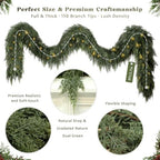 9FT Realistic Christmas Cedar Garland for Mantel, Soft Touch with Lights - Image 6