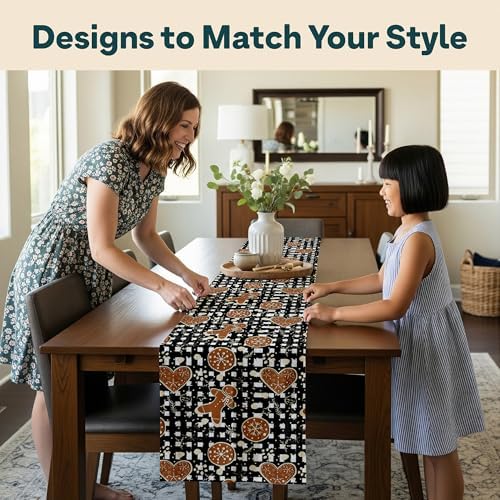 Christmas Table Runners | Gingerbread Plaid | Seasonal Table Decorations | Home Kitchen Decor | Made in The USA | Stain Resistant | 14" x 108" Long - Image 5