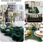 12 Pack 120 Inch Dark Green Cheesecloth Table Runner Boho Rustic Gauze Sheer Romantic 10 FT Long Cheese Cloth Table Runner for Bridal Baby Shower Wedding Party Birthday Holiday Home Easter Decor - Image 5