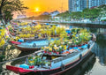 20x10ft Fabric Vietnam Flower Market Backdrop Ho Chi Minh City Canal Flowers Boats Sunset Scenery Background Vietnam Lunar New Year Party Decorations Photo Studio Props by Loccor