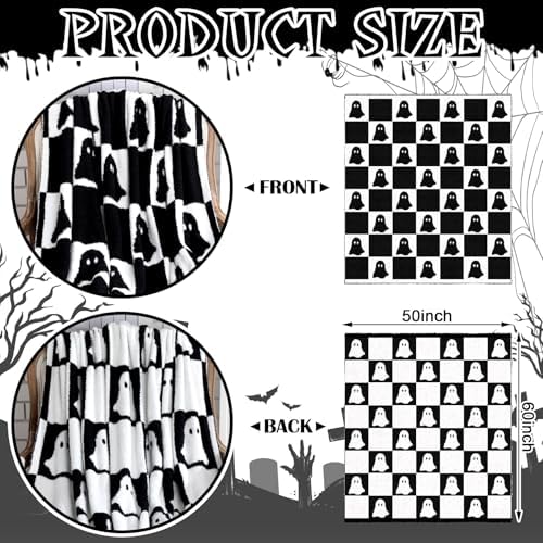 Buryeah Halloween Ghost Knit Throw Blanket, 50 x 60 Inch Spooky Ghost Reversible Knitted Throw Blanket, Cozy Lightweight Soft Gift for Couch Sofa Bed - Image 4