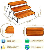 3 Tier Wood Serving Tray Set Tiered Serving Platters,17 Inch Three Layer Serving for Party Entertaining Food Display Cookie Fruit Dessert Cupcake Stand Serving Trays - Image 4
