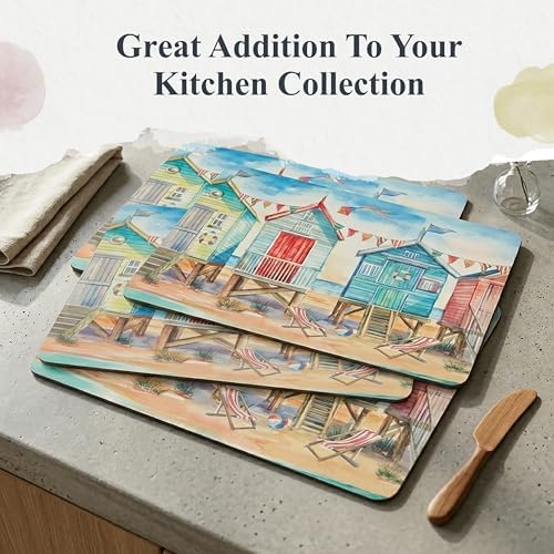 Pimpernel Portmeirion Beach Huts Placemats, Set of 4 - Coastal Summer - Image 7