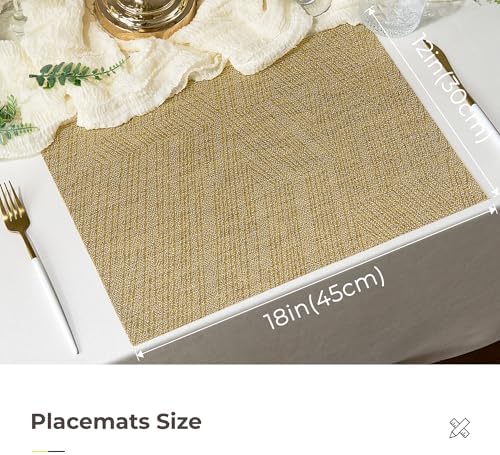 Leetaltree Gold Placemats Set of 8 - Heat Resistant Non-Slip Place mats for Dining Table, Washable Durable PVC Vinyl Woven Table Mats(Luxury Gold, 8) - Image 4