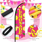 HunnmingRe 2 Set 11ft Pink Lemonade Feather Flag Kit, Large Advertising Swooper Flag Banner with Aluminum & Fiberglass Poles and Ground Stakes, High-visibility Outdoor Sign for Business, Store - Image 4
