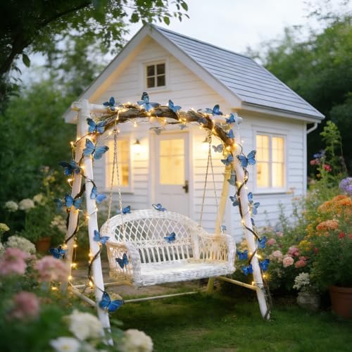 Blue Butterfly LED Tree Branch Lights for Wall, Butterfly Vine Lights for Bedroom with 96 LED Flower String Lights and USB Powered,8Lighting Modes for Indoor Window Wedding Decor (75 in) - Image 3